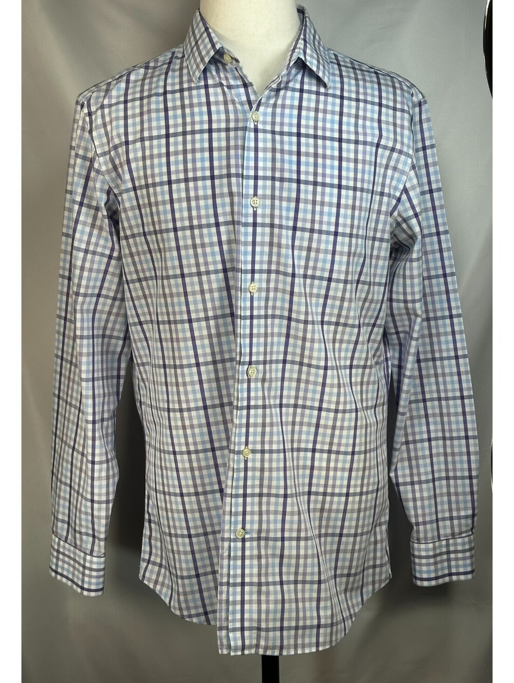 Banana Republic Check Grant Non-Iron Button Up Purple Mens L